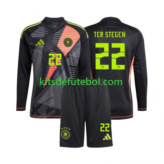Camisola de Guarda-redes Seleção da Alemã Ter Stegen 22 Criança Equipamento principal Europeu 2024 Mangas Compridas