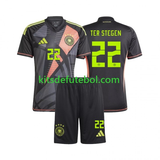 Camisola de Guarda-redes Seleção da Alemã Ter Stegen 22 Criança Equipamento principal Europeu 2024 Mangas Curtas