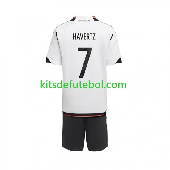 Camisola Seleção da Alemã Havertz 7 Criança Equipamento principal Mundial 2022 Mangas Curtas