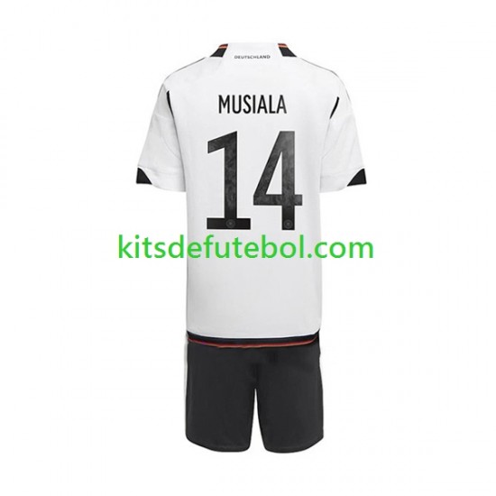 Camisola Seleção da Alemã Musiala 14 Criança Equipamento principal Mundial 2022 Mangas Curtas