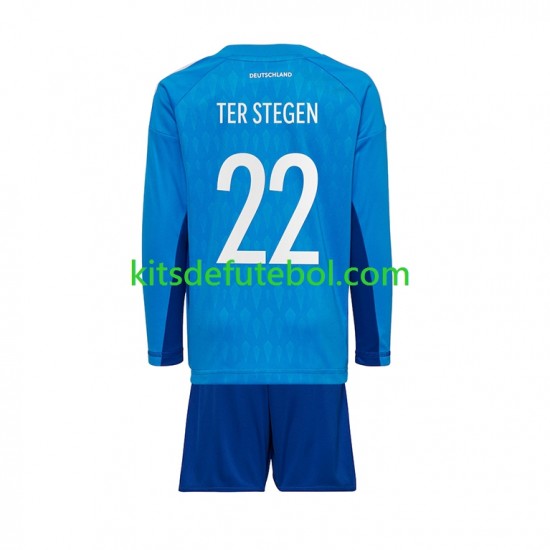 Camisola de Guarda-redes Seleção da Alemã ter Stegen 22 Criança Equipamento principal Mundial 2022 Mangas Compridas