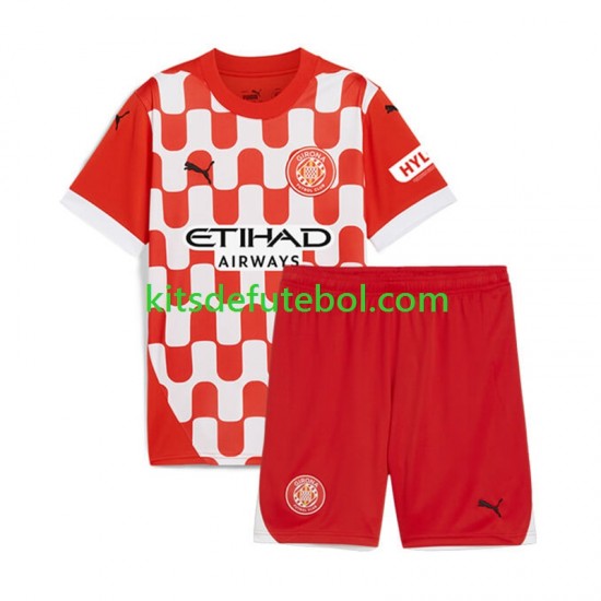 Camisola Girona Criança Equipamento principal 2024-2025 Mangas Curtas