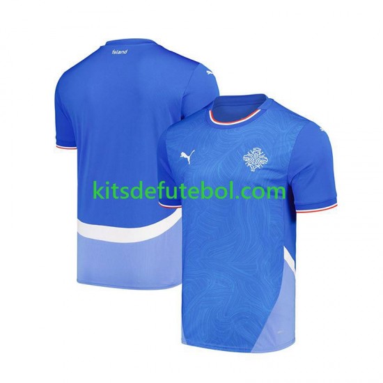 Camisola Seleção da Islandesa Azul Homem Equipamento principal 2024 Mangas Curtas