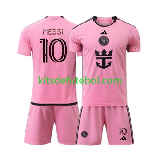 Camisola Inter Miami Lionel Messi 10 Criança Equipamento principal 2024 Mangas Curtas