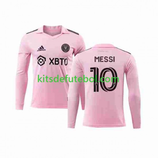 Camisola Inter Miami Lionel Messi 10 Homem Equipamento principal 2023-2024 Mangas Compridas