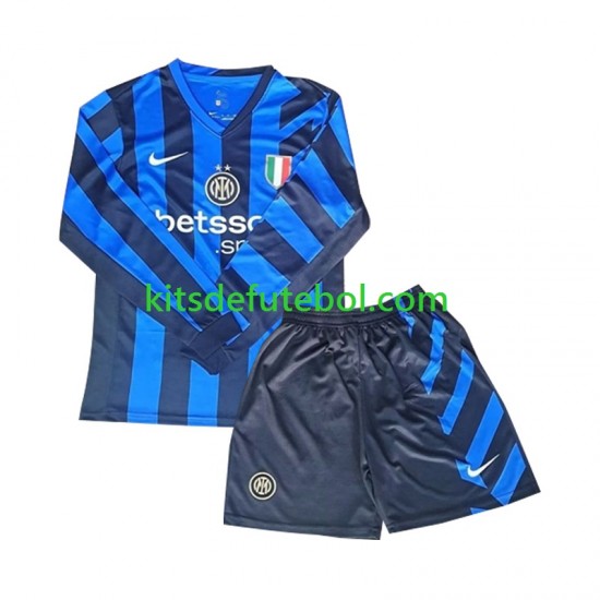 Camisola Inter de Milão Criança Equipamento principal 2024-2025 Mangas Compridas
