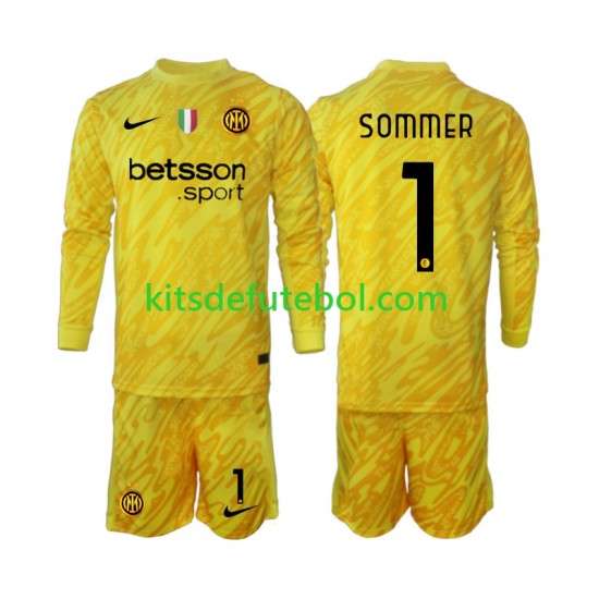 Camisola de Guarda-redes Inter de Milão Yann Sommer 1 Criança Equipamento alternativo 2024-2025 Mangas Compridas