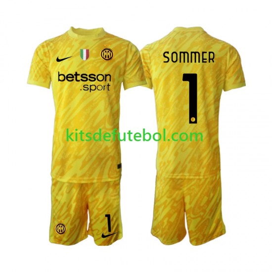Camisola de Guarda-redes Inter de Milão Yann Sommer 1 Criança Equipamento alternativo 2024-2025 Mangas Curtas