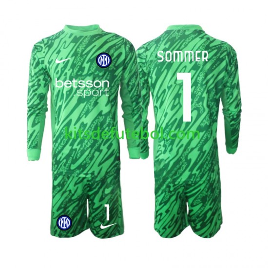 Camisola de Guarda-redes Inter de Milão Yann Sommer 1 Criança Equipamento principal 2024-2025 Mangas Compridas