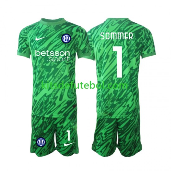 Camisola de Guarda-redes Inter de Milão Yann Sommer 1 Criança Equipamento principal 2024-2025 Mangas Curtas