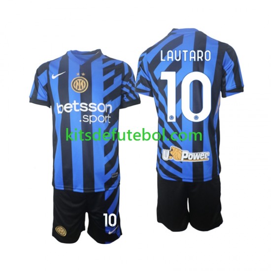 Camisola Inter de Milão Lautaro 10 Criança Equipamento principal 2024-2025 Mangas Curtas
