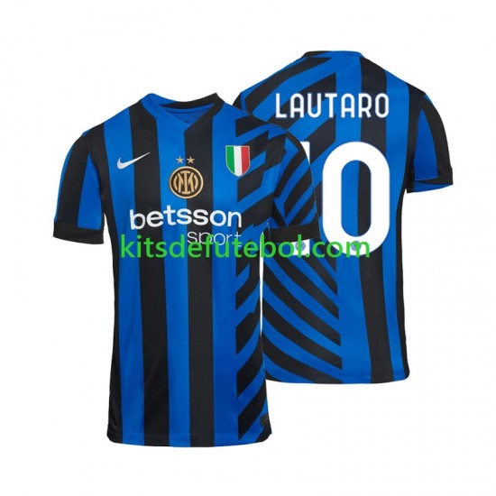 Camisola Inter de Milão Lautaro 10 Homem Equipamento principal 2024-2025 Mangas Curtas