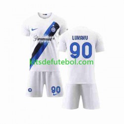 Camisola Inter de Milão Lukaku 90 Criança Equipamento alternativo 2023-2024 Mangas Curtas