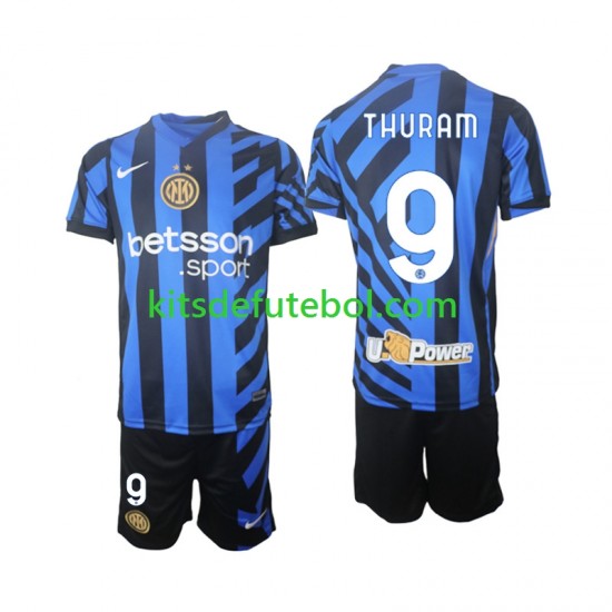 Camisola Inter de Milão Marcus Thuram 9 Criança Equipamento principal 2024-2025 Mangas Curtas