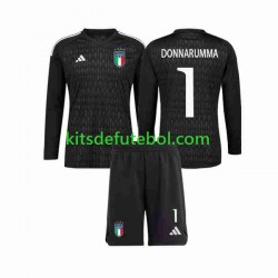 Camisola de Guarda-redes Seleção da Italiana Donnarumma 1 Criança Equipamento alternativo 2023 Mangas Compridas