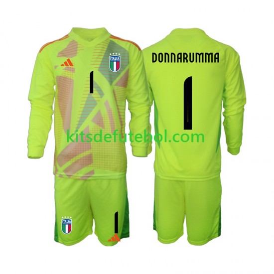 Camisola de Guarda-redes Seleção da Italiana Donnarumma 1 Criança Equipamento principal Europeu 2024 Mangas Compridas