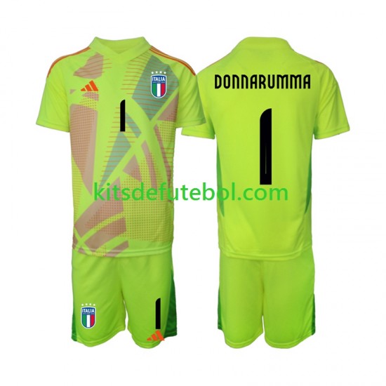 Camisola de Guarda-redes Seleção da Italiana Donnarumma 1 Criança Equipamento principal Europeu 2024 Mangas Curtas