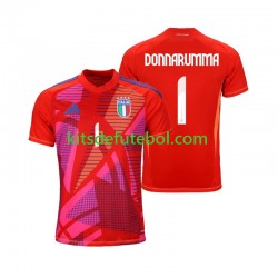 Camisola de Guarda-redes Seleção da Italiana Vermelho Gianluigi Donnarumma 1 Homem Terceiro equipamento Europeu 2024 Mangas Curtas
