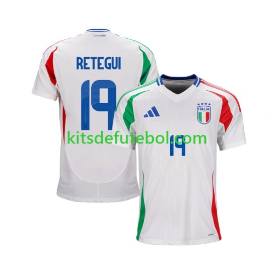 Camisola Seleção da Italiana Mateo Retegui 19 Homem Equipamento alternativo 2024 Mangas Curtas