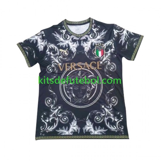Camisola Seleção da Italiana Preto Versace Homem 2023-2024 Mangas Curtas