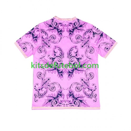 Camisola Seleção da Italiana Cor-de-rosa Versace Homem 2023-2024 Mangas Curtas