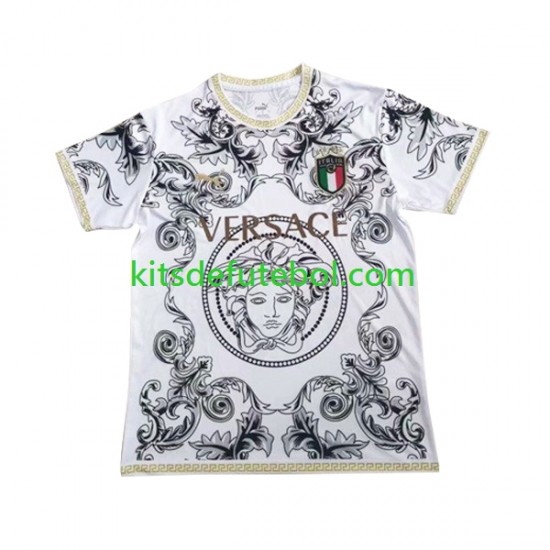 Camisola Seleção da Italiana Branco Versace Homem 2023-2024 Mangas Curtas