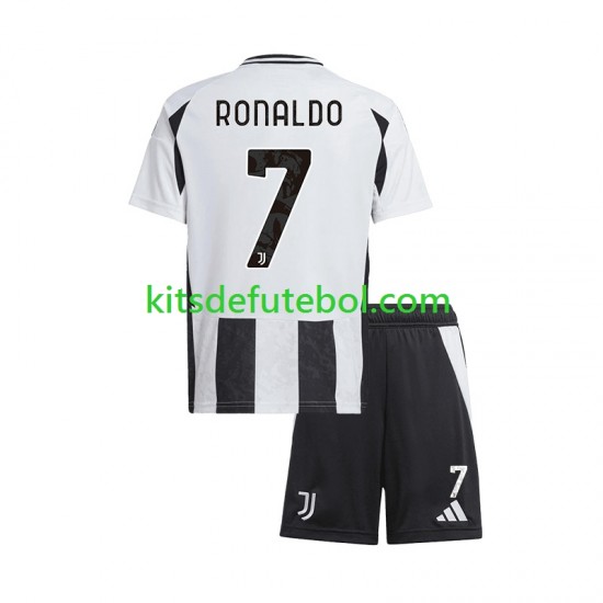 Camisola Juventus Cristiano Ronaldo 7 Criança Equipamento principal 2024-2025 Mangas Curtas