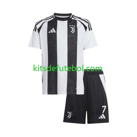 Camisola Juventus Cristiano Ronaldo 7 Criança Equipamento principal 2024-2025 Mangas Curtas