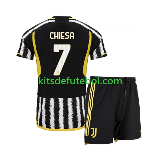 Camisola Juventus Federico Chiesa 7 Criança Equipamento principal 2023-2024 Mangas Curtas