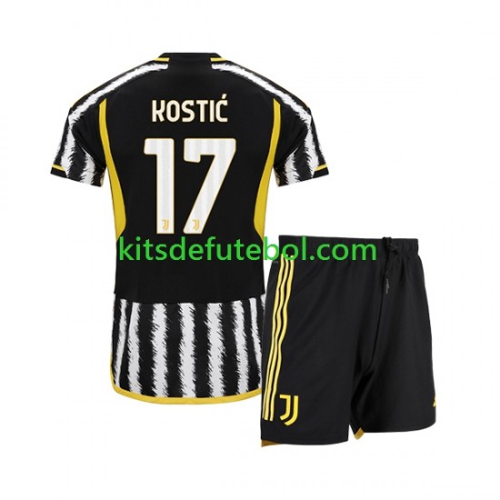 Camisola Juventus Filip Kostic 17 Criança Equipamento principal 2023-2024 Mangas Curtas