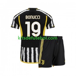 Camisola Juventus Leonardo Bonucci 19 Criança Equipamento principal 2023-2024 Mangas Curtas