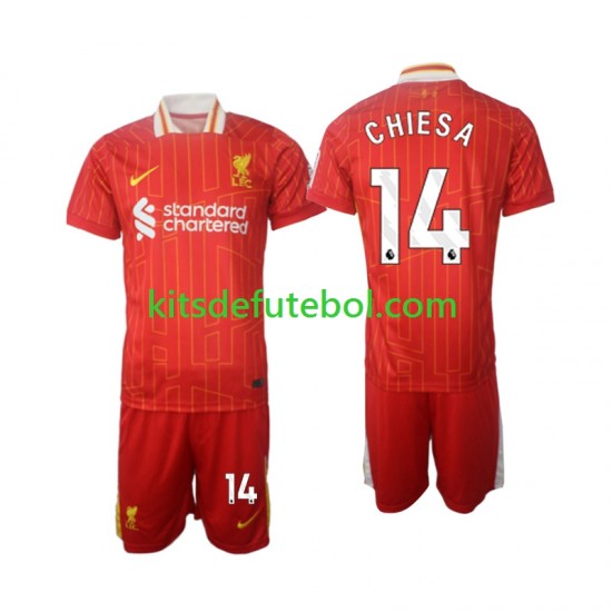 Camisola Liverpool Chiesa 14 Criança Equipamento principal 2024-2025 Mangas Curtas