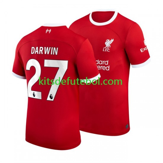 Camisola Liverpool Darwin Nunez 27 Homem Equipamento principal 2023-2024 Mangas Curtas