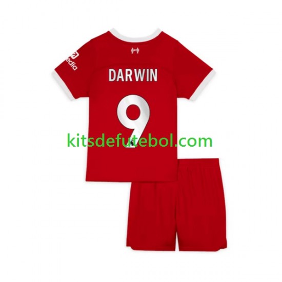 Camisola Liverpool Darwin Nunez 9 Criança Equipamento principal 2023-2024 Mangas Curtas