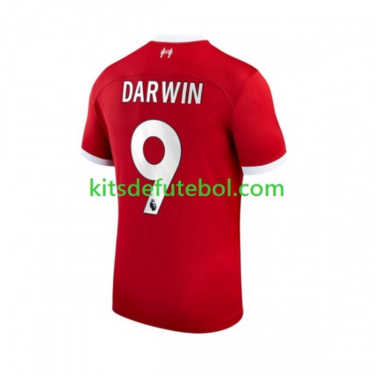 Camisola Liverpool Darwin Nunez 9 Homem Equipamento principal 2023-2024 Mangas Curtas