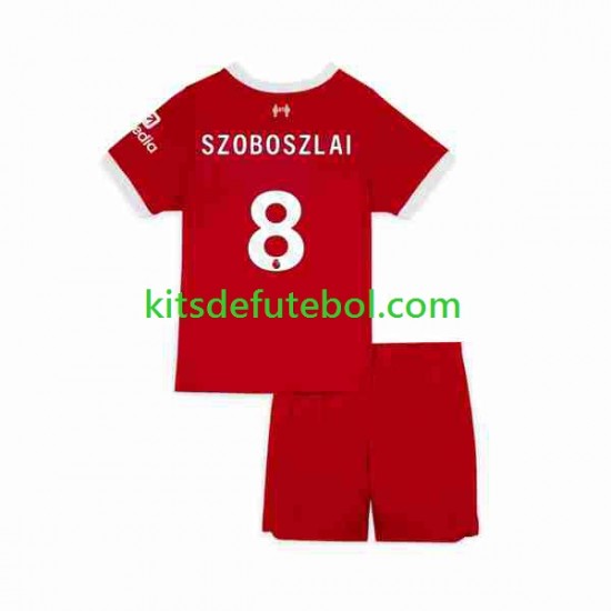 Camisola Liverpool Dominik Szoboszlai 8 Criança Equipamento principal 2023 Mangas Curtas