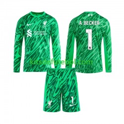 Camisola de Guarda-redes Liverpool Alisson Becker 1 Criança Equipamento alternativo 2024-2025 Mangas Compridas