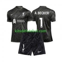 Camisola de Guarda-redes Liverpool Alisson Becker 1 Criança Equipamento principal 2024-2025 Mangas Curtas