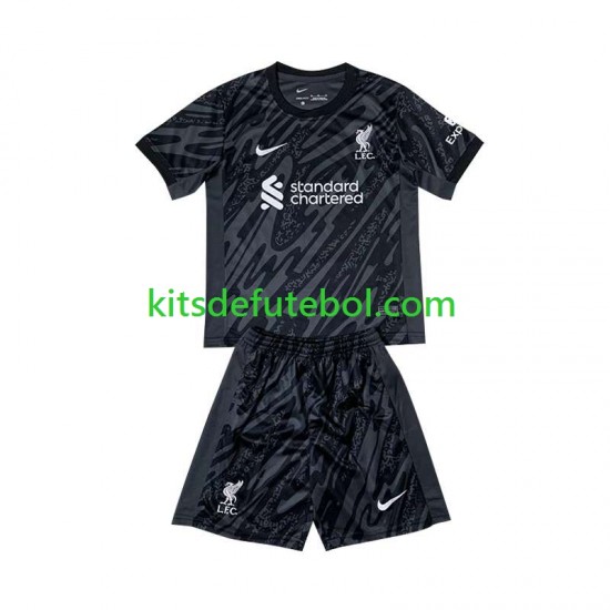 Camisola de Guarda-redes Liverpool Preto Criança Equipamento principal 2024-2025 Mangas Curtas