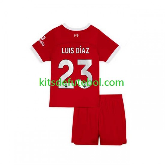 Camisola Liverpool Luis Diaz 23 Criança Equipamento principal 2023-2024 Mangas Curtas