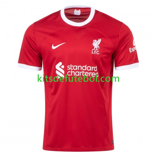Camisola Liverpool Luis Diaz 23 Homem Equipamento principal 2023-2024 Mangas Curtas