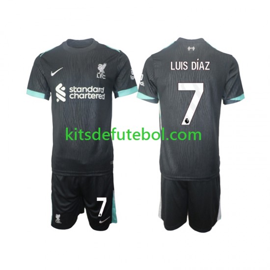 Camisola Liverpool Luis Diaz 7 Criança Equipamento alternativo 2024-2025 Mangas Curtas