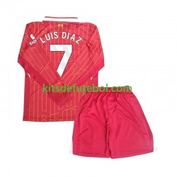 Camisola Liverpool Luis Diaz 7 Criança Equipamento principal 2024-2025 Mangas Compridas