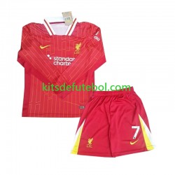 Camisola Liverpool Luis Diaz 7 Criança Equipamento principal 2024-2025 Mangas Compridas