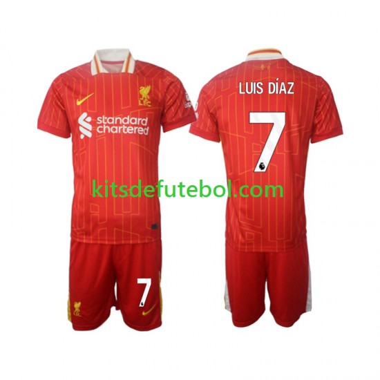 Camisola Liverpool Luis Diaz 7 Criança Equipamento principal 2024-2025 Mangas Curtas