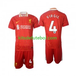 Camisola Liverpool Virgil 4 Criança Equipamento principal 2024-2025 Mangas Curtas