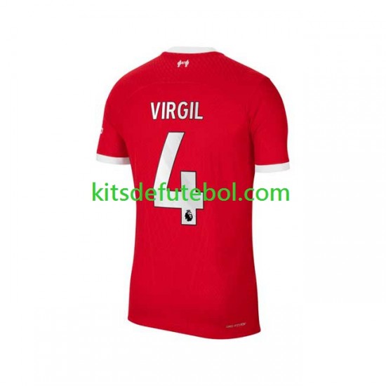Camisola Liverpool Virgil van Dijk 4 Homem Equipamento principal 2023-2024 Mangas Curtas