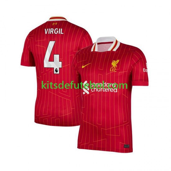 Camisola Liverpool Vermelho Virgil van Dijk 4 Homem Equipamento principal 2024-2025 Mangas Curtas