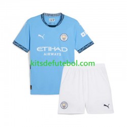 Camisola Manchester City Azul Criança Equipamento principal 2024-2025 Mangas Curtas