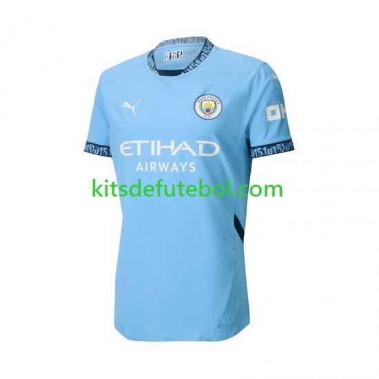 Camisola Manchester City Azul Homem Equipamento principal 2024-2025 Mangas Curtas